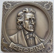 Przepiękny Medal plakieta F.Chopin _75x75mm brąz patyn
