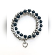 Zestaw 2 bransoletek - zawieszka serce, disco