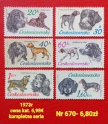 Znaczki fauna:670: psy, zwierzęta- Czechosłowacja 1973r **