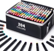 Markery Dwustronne Flamastry Zestaw 204 Sztuk + Torba Mazaki Pisaki