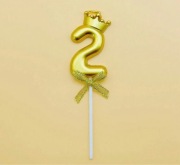 Świeczka cyfra 2 z koroną na tort urodzinowa