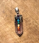 Piękny wisiorek amulet z Peru srebro ametyst kamienie naturalne tęcza