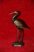 Bocian - figurka z litego brązu - statuetka ptaka