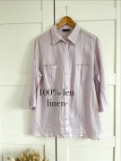 Liliowa pastelowa koszula 100% len na wiosnę klasyczna premium quality 46