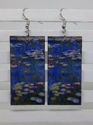 Kolczyki Monet Water Lilies Lilie wodne decoupage grafka obraz Handmade
