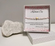 Bransoletka prezent na walentynki kamienie naturalne kwarc różowy pudełko