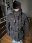 Schmuddelwedda kurtka damska M zimowa ocieplana kaptur ciemny brąz czarna