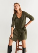 Sukienka na guziki MANGO zielona khaki 36 S