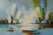 M. Rudziński "Cisza między formami" Abstrakcja 60x40 Obraz olejny. NOWY.