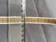 Wstążka tasiemka rypsowa biały złoty dekoracyjna ozdobna 15 mm 5m