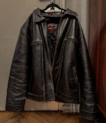 Czarna skórzana ramoneska kurtka prl klimat vintage motor