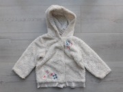 KURTKA POLAROWA BIAŁA 86-92 12-18M MISIOWA KAPTUR