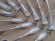 SREBRZONE ŁYŻECZKI DO KAWY FILIŻANKI WARWICK ROGERS USA 1901r