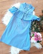 jasnoniebieska koszula bluzka z falbaną falbanką 36Sturkusowa błękitna