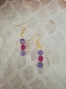 Kolczyki handmade srebro pozłacane wykonane z hematytu I ametystu  jadeitu