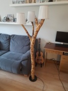 LAMPA STOJĄCA DREWNIANA, lampa z pnia