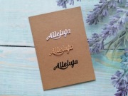 Scrapki napis Alleluja 3szt. biały/czarny/kraft