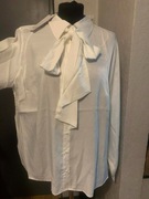 Greenpoint bluzka koszula tunika oversize z wiązaniem wiskoza satyna biała 