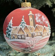 Bombka szklana choinkowa ręcznie malowana pejzaż 12 cm