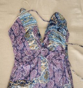 Sukienka H&M S azteckie wzory niebiesko-fioletowa na ramiączkach 