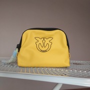 Nowa Pinko Kosmetyczka Żółta Czarna Nylon Torebka Etui SASZETKA ZAMEK