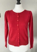 Czerwony klasyczny sweter kardigan rozpinany bawełna M