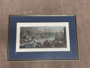 Śliczna litografia 1820-1830 His Majesty’s Embarkation at Greenwich