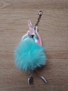 Brelok pompon futerko jednorożec kucyk miętowy 