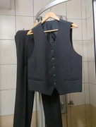 zestaw L spodnie z kamizelką galowe Bezrękawnik szary siwy elegancki męski 