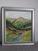 Pejzaż górski, stary obraz olej, sygnowany. 