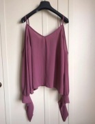 Nakd różowa buraczkowa bluzka 36 S ozdobne rękawy