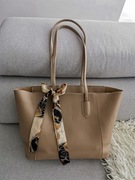 TOREBKA DAMSKA BEŻOWA SHOPPER + APASZKA