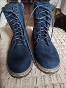 highland creec,zamszowe botki sznurowane,na zamek,38, jak nowe.kozuszek
