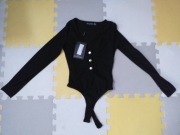 Body czarne prążkowane Pretty Little Thing S nowe bluzka stringi