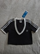 Nowa czarna bawełniana krótka bluzka sportowa crop top Adidas 34 36 38