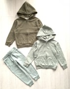 H&M Dres 2x BLUZA + SPODNIE 110/116 Rozpinana z kapturem Zielona Khaki