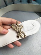 Skórzany szeroki pasek ze złota klamra vintage retro Pinterest 