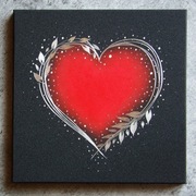 Serce Obraz ręcznie grawerowany / malowany... Grawerka / Akryl  40x40 cm