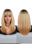 Super naturalna  Peruka ombree Blond-imbir 51 cm z grzywką 