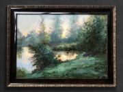 "Staw o świcie" Kazimierz Bać obraz olejny 50x70