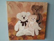 Obraz ręcznie malowany farbami akrylowymi ,,Misie" 20x20 cm 