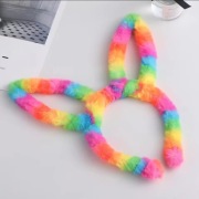 Uszy opaska tęczowy króliczek