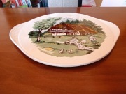 Duży ozdobny talerz/taca z bawarskim widokiem. Stara niemiecka ceramika 