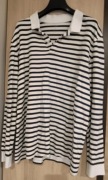 Bluza Męska Polo Długi Rękaw XL Bawełna Paski Nowa M&S