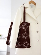 NOWA TOREBKA SZYDEŁKOWA HANDMADE BRĄZOWA TORBA WOREK SHOPER DUŻA