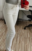 Białe elastyczne jeansy, rurki, S, Denim