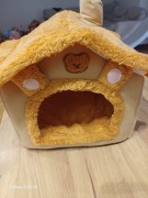 Domek legowisko składany miękki puszysty dla kota brązowy 30cm