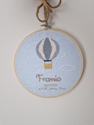 Metryczka w tamborku (narodziny,chrzest, roczek)