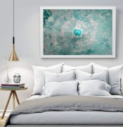 Obraz akryl na płótnie 100x70 pouring. Turkus