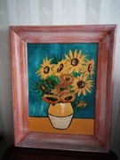 Malowany obraz słoneczniki 